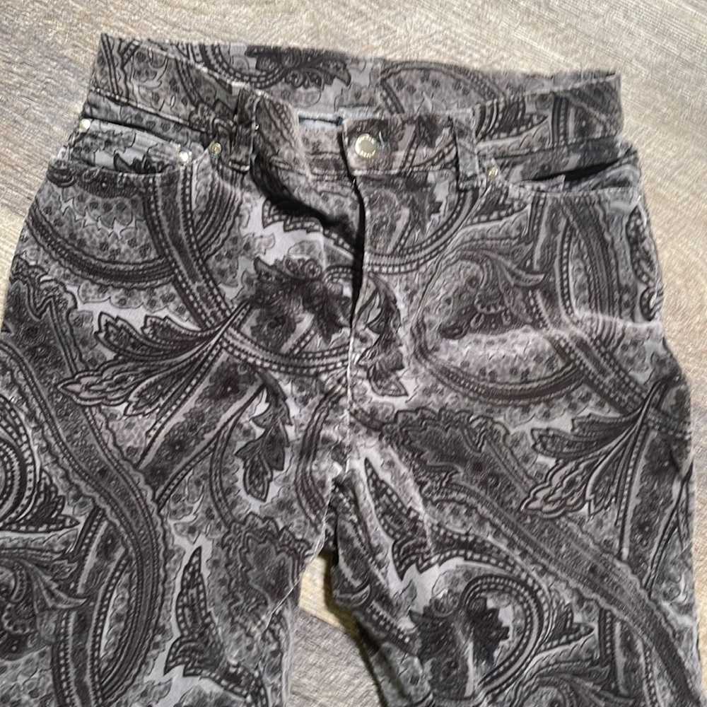 Paisley grey velvet high waisted pants